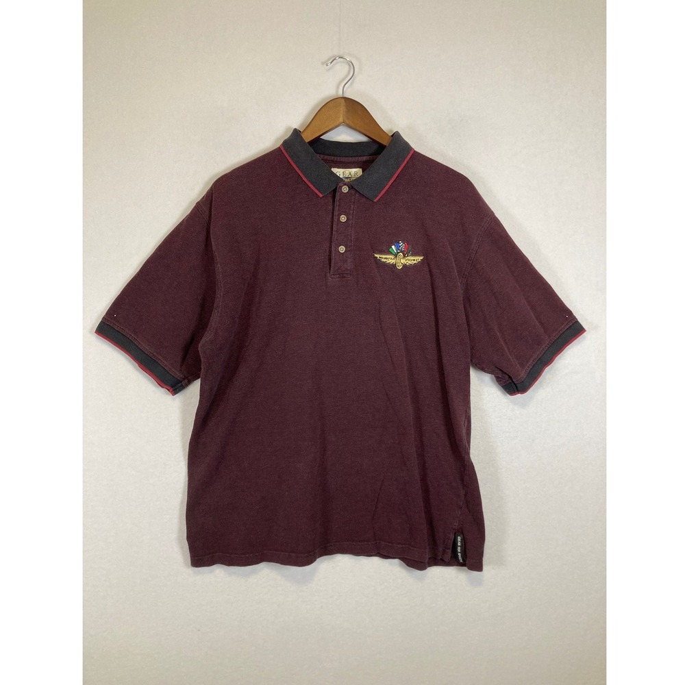 Vintage Gear For Sports Mens XL Burgundy Indianapolis Motor Speedway Polo Shirt